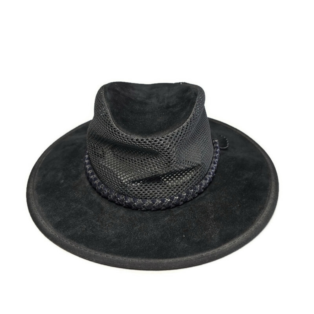 VTG Monterey Bay Sirocco Hat Breeze Black Suede Leather Mesh Western Sz SM USA